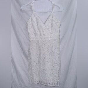 Speechless White Sleeveless Eyelet Lace Detail Mini Dress size 3